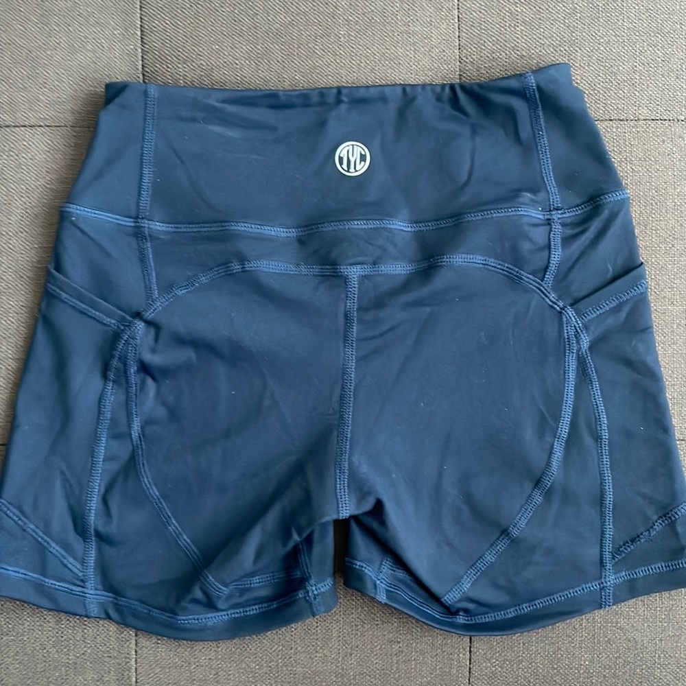 TYC Navy Blue Resilient Booty Heart Shorts - Picture 2 of 4